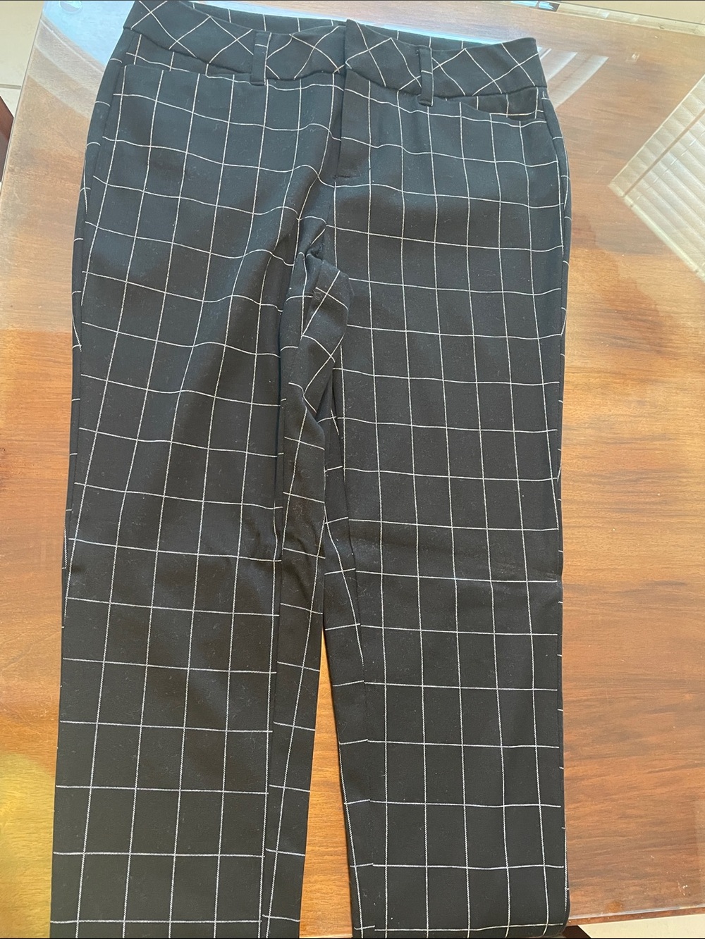 Faded Glory Black Pants with White Windowpane Grid